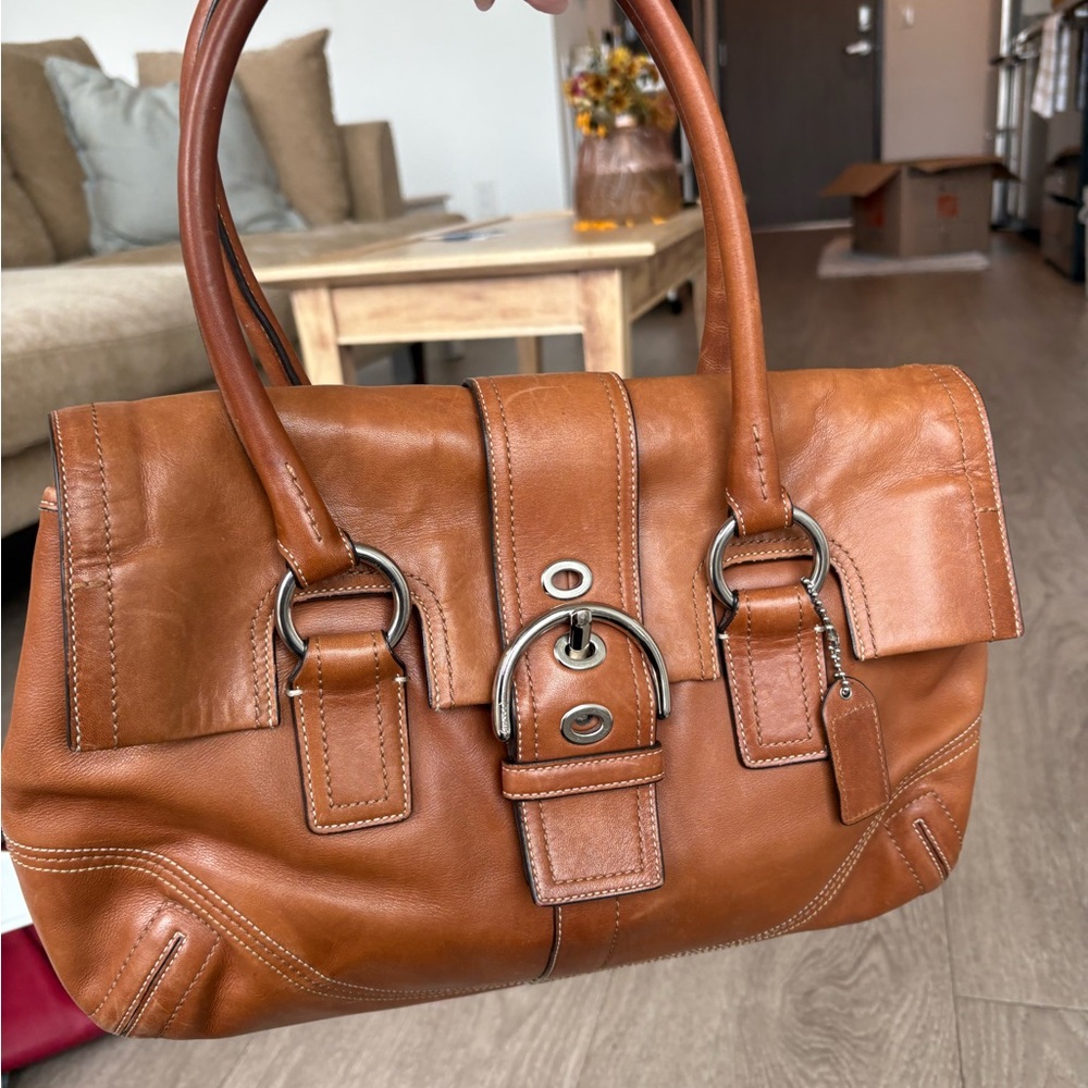 Coach SOHO Flap Buckle Brown Leather Satchel